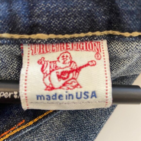 True Religion Mens Rainbow Joey blue Jeans 36 Contrasting Stitching Flap Pockets - Picture 8 of 13